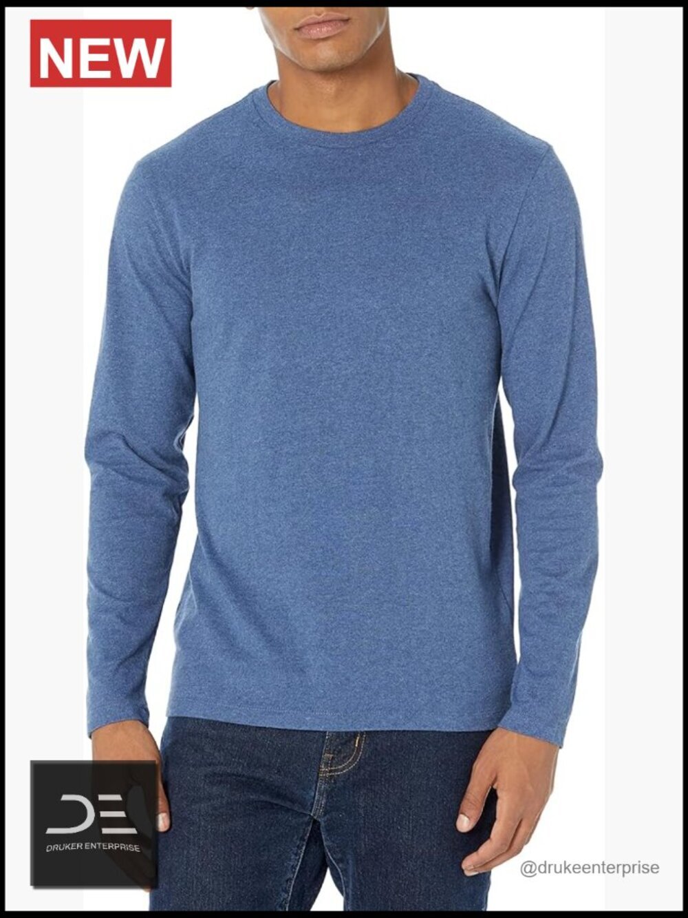 Men's Regular-Fit Long-Sleeve Crewneck T-Shirt, Cotton Jersey